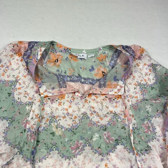 Laia Pastel Boho Blouse Lightweight Silk Blend Tassel Hem Peasant Top Small - Picture 3 of 10